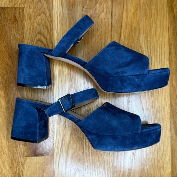 M. Gemi Navy Suede Platform Sandals - Handmade in Italy - Size 40 - Picture 3 of 7